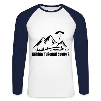 Gliding Through Summer Parachute Paragliding Parag - Unisex Baseballshirt langarm - Weiß/Navy - Vorne - Nik (191cm)