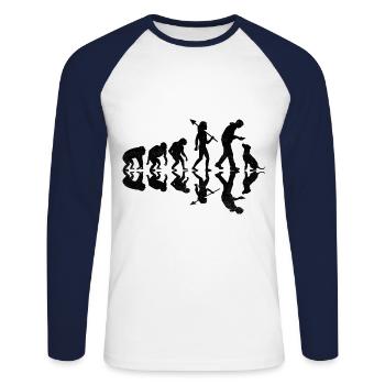 Evolution Labrador Retriever Lab Hund Retriever - Unisex Baseballshirt langarm - Weiß/Navy - Vorne - Nik (191cm)