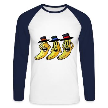 banane drôle drôle drôle banane fruit fruit - T-shirt baseball manches longues Homme - blanc/marine - Devant - Nik (191cm)