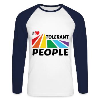 I Love Tolerant People Bisexual Gay Pansexual Rain - Unisex Baseballshirt langarm - Weiß/Navy - Vorne - Nik (191cm)