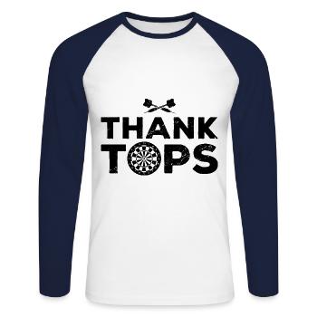 Thank Tops Dart Player Darts Dartboard Bullseye Tr - Unisex Long Sleeve Baseball T-Shirt - white/navy - Front - Nik (191cm)