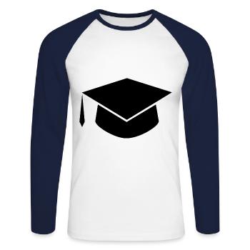 Doktorhut Bachelor Master Abi Abitur Abschluss Hut - Unisex Baseballshirt langarm - Weiß/Navy - Vorne - Nik (191cm)