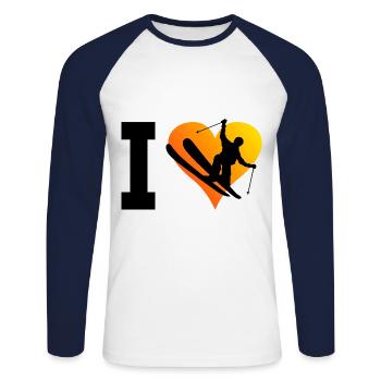 Ski Freestyle Damen Slopestyle Freestyle Ski - Unisex Baseballshirt langarm - Weiß/Navy - Vorne - Nik (191cm)