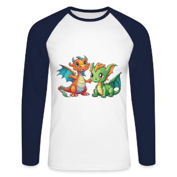 Dragon Dragon Kids Child Mythical Creature - Unisex Long Sleeve Baseball T-Shirt - white/navy - Front - Nik (191cm)
