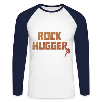 Rock Hugger Climbing Bouldering Rock Climber Mount - Unisex Baseballshirt langarm - Weiß/Navy - Vorne - Nik (191cm)