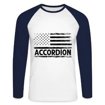 Akkordeonspieler mit amerikanischer Flagge Akkordeonist Musici - Unisex Baseballshirt langarm - Weiß/Navy - Vorne - Nik (191cm)