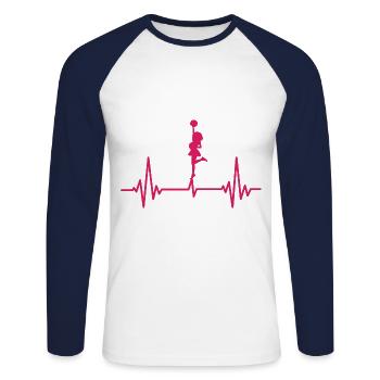 ECG Heartbeat Cheerleading Cheerleader Cheerdance - Unisex Baseballshirt langarm - Weiß/Navy - Vorne - Nik (191cm)
