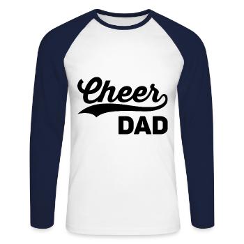 Cheer Dad The Only Thing I Flip Is My Wallet Gymna - Unisex Baseballshirt langarm - Weiß/Navy - Vorne - Nik (191cm)