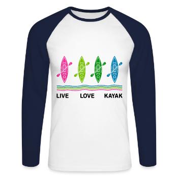 Live Love Kayak Kayaking Rowing Rower Canoe Rower - Unisex Baseballshirt langarm - Weiß/Navy - Vorne - Nik (191cm)