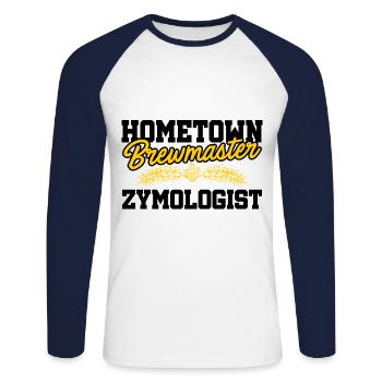 Hometown Brewmaster Zymologist Homebrewing Brewing - Unisex Baseballshirt langarm - Weiß/Navy - Vorne - Nik (191cm)