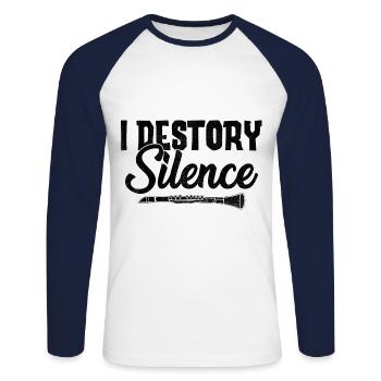 Oboe I Destroy Silence Oboe Basoonist Marching Ban - Unisex Long Sleeve Baseball T-Shirt - white/navy - Front - Nik (191cm)