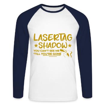 Lasertag Shadow You Can't See My Till You're Gone - Unisex Baseballshirt langarm - Weiß/Navy - Vorne - Nik (191cm)