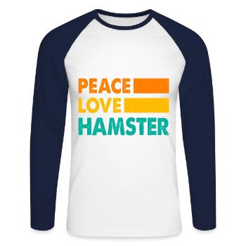Peace Love Hamster Animal Owner Hamster Lover Pet - Unisex Baseballshirt langarm - Weiß/Navy - Vorne - Nik (191cm)