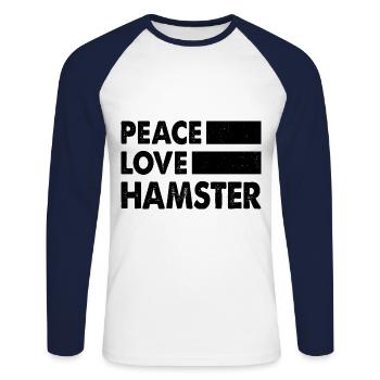Peace Love Hamster Animal Owner Hamster Lover Pet - Unisex Baseballshirt langarm - Weiß/Navy - Vorne - Nik (191cm)