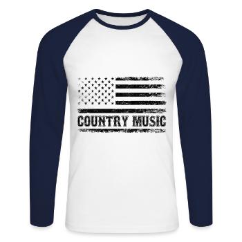 Country Musik Amerikanische Flagge Lied Liebhaber USA Patriot - Unisex Baseballshirt langarm - Weiß/Navy - Vorne - Nik (191cm)