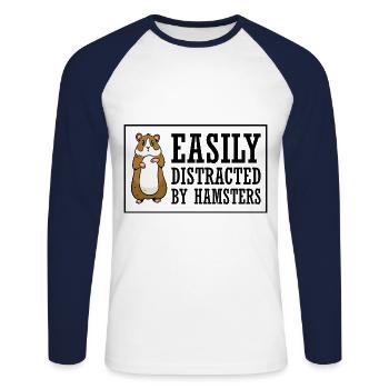 Easily Distracted By Hamsters Animal Lover Hamster - Unisex Baseballshirt langarm - Weiß/Navy - Vorne - Nik (191cm)