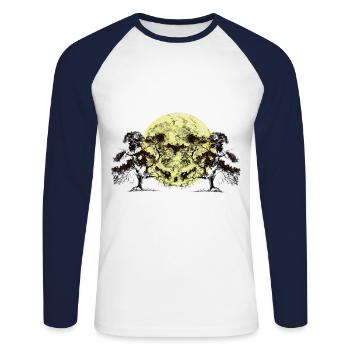 Moon, Forest, Trees, Nature, Botany, Flora - Unisex Long Sleeve Baseball T-Shirt - white/navy - Front - Nik (191cm)