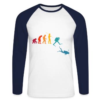 Evolution Graphic Diver Diving Scuba Diver Apnoe S - Unisex Baseballshirt langarm - Weiß/Navy - Vorne - Nik (191cm)