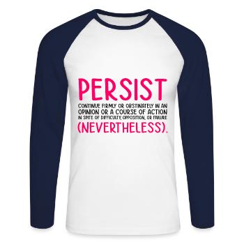 Persist Continue Firmly Gay Diversity Pride Lgbtq - Unisex Baseballshirt langarm - Weiß/Navy - Vorne - Nik (191cm)
