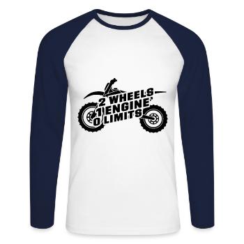 2 Wheels 1 Enginee 0 Limits Dirt Biker Motorcycle - Unisex Baseballshirt langarm - Weiß/Navy - Vorne - Nik (191cm)