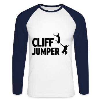 Retro Graphic Cliff Diver Cliff Diving Tombstoning - Unisex Long Sleeve Baseball T-Shirt - white/navy - Front - Nik (191cm)