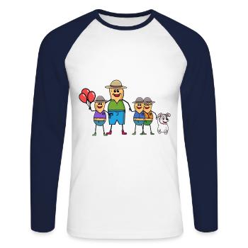 Vater Sohn Familie Kinder Erdnüsse Alleinerziehend - Unisex Baseballshirt langarm - Weiß/Navy - Vorne - Nik (191cm)