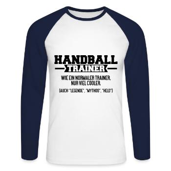 Handball Trainer Wein Ein Normaler Trainer Nur Vie - Unisex Baseballshirt langarm - Weiß/Navy - Vorne - Nik (191cm)