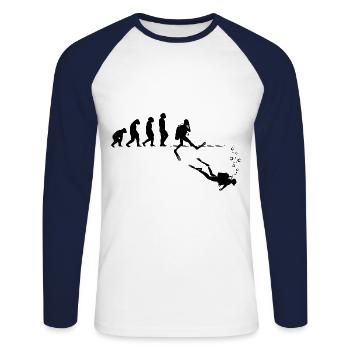 Evolution Graphic Diver Diving Scuba Diver Apnoe S - Unisex Baseballshirt langarm - Weiß/Navy - Vorne - Nik (191cm)
