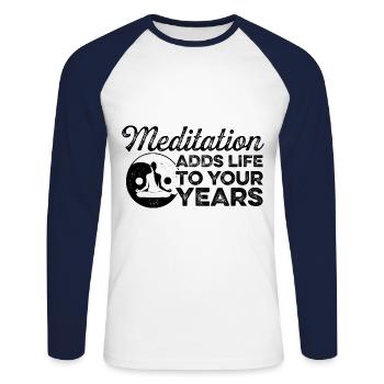 Meditation Zone Meditating Meditation Relaxation N - Unisex Baseballshirt langarm - Weiß/Navy - Vorne - Nik (191cm)