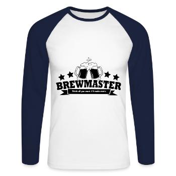 Brewmaster Drink All You Want I'll Make More Homeb - Unisex Baseballshirt langarm - Weiß/Navy - Vorne - Nik (191cm)