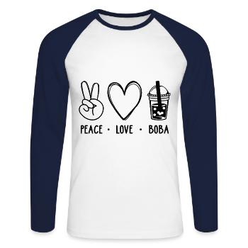 Peace Love Boba Graphic Tea Lover Tea Drinker Bubb - Unisex Baseballshirt langarm - Weiß/Navy - Vorne - Nik (191cm)