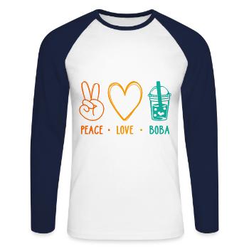 Peace Love Boba Graphic Tea Lover Tea Drinker Bubb - Unisex Baseballshirt langarm - Weiß/Navy - Vorne - Nik (191cm)