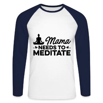 Mama Needs To Meditate Meditation Relaxation Buddh - Unisex Baseballshirt langarm - Weiß/Navy - Vorne - Nik (191cm)