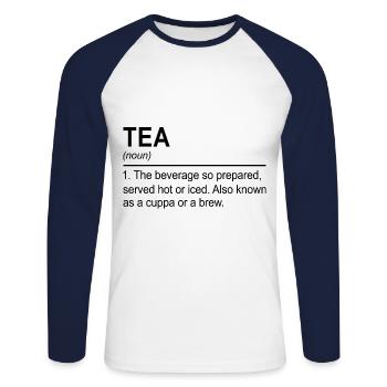 Tea Noun Definition Tea Drinker Cup Of Tea Brewing - Unisex Baseballshirt langarm - Weiß/Navy - Vorne - Nik (191cm)