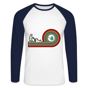 Retro Graphic Gardener Horticulturist Gardening La - Unisex Baseballshirt langarm - Weiß/Navy - Vorne - Nik (191cm)
