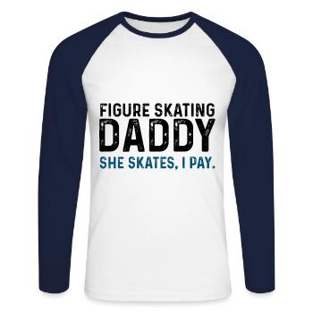 Figure Skating Daddy Ice Skater Figure Skater Piro - Unisex Baseballshirt langarm - Weiß/Navy - Vorne - Nik (191cm)