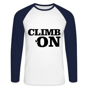 Climb On Graphic Climbing Boulder Rock Climber Mou - Unisex Baseballshirt langarm - Weiß/Navy - Vorne - Nik (191cm)