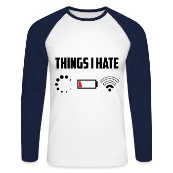Things I Hate Programmer Coder Coding Developer So - Unisex Baseballshirt langarm - Weiß/Navy - Vorne - Nik (191cm)