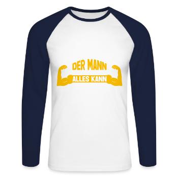 Maik Der Mann Der Alles Kann Vorname Maik - Unisex Baseballshirt langarm - Weiß/Navy - Vorne - Nik (191cm)