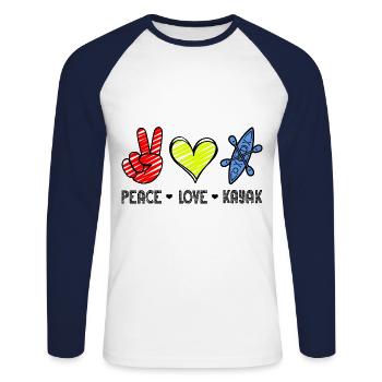 Peace Love Kayak Canoe Kayaking Rower Rowing Paddl - Unisex Baseballshirt langarm - Weiß/Navy - Vorne - Nik (191cm)