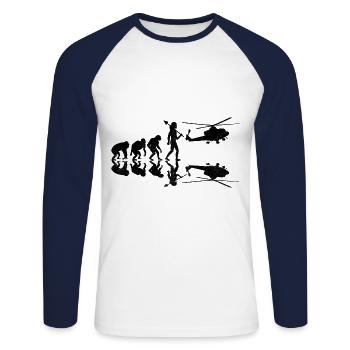 Retro Evolution Hubschrauber Flieger Pilot Chopper H - Unisex Baseballshirt langarm - Weiß/Navy - Vorne - Nik (191cm)