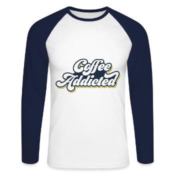Coffee Addicted Graphic Tea Lover Drinking Tea Cup - Unisex Baseballshirt langarm - Weiß/Navy - Vorne - Nik (191cm)