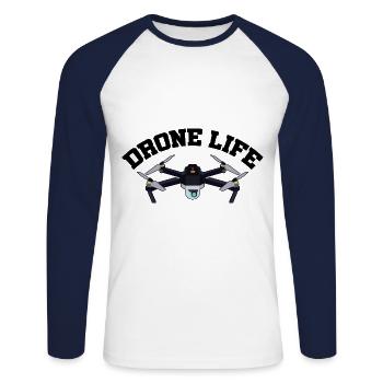 Drone Life Graphic Drone Flying Quadcopter Pilot R - Unisex Long Sleeve Baseball T-Shirt - white/navy - Front - Nik (191cm)