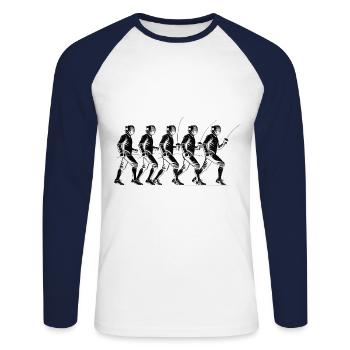 Fence Sword Epee Fencing Fencer Athlete Fencers - Unisex Long Sleeve Baseball T-Shirt - white/navy - Front - Nik (191cm)