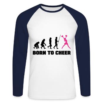 Born To Cheer Cheerleading Cheerleader Cheerdance - Unisex Baseballshirt langarm - Weiß/Navy - Vorne - Nik (191cm)
