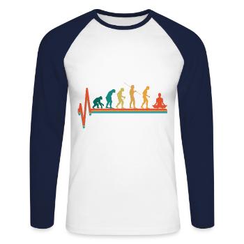 Evolution Graphic Meditating Meditation Yin Yang Z - Unisex Baseballshirt langarm - Weiß/Navy - Vorne - Nik (191cm)