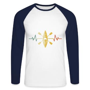 Heartbeat Graphic Kayaking Canoe Rowing Rower Padd - Unisex Baseballshirt langarm - Weiß/Navy - Vorne - Nik (191cm)