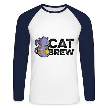 Cat Brew Graphic Homebrewing Winemaking Brewery Cr - Unisex Baseballshirt langarm - Weiß/Navy - Vorne - Nik (191cm)