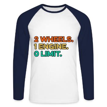 2 Wheels 1 Enginee 0 Limits Dirt Biker Motorcycle - Unisex Baseballshirt langarm - Weiß/Navy - Vorne - Nik (191cm)