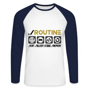 Routine Eat Sleep Code Repeat Software Developer C - Unisex Baseballshirt langarm - Weiß/Navy - Vorne - Nik (191cm)